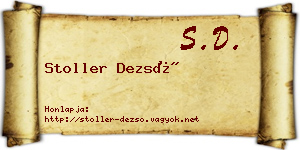 Stoller Dezső névjegykártya